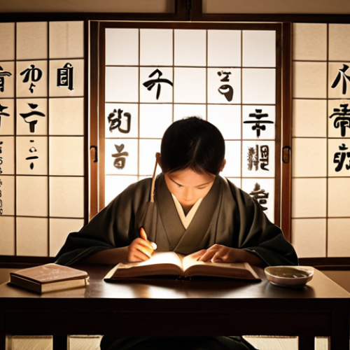 **
    A determined Thai student, male or female, aged 20-25, focused on studying advanced Japanese. They are surrounded by open Japanese grammar and kanji textbooks, illustrating complex structures and intricate kanji. A subtle visual effect, like glowing lines connecting different concepts or a faint 'lightbulb' emanating from their head, signifies a breakthrough in understanding and mastery of JLPT N1/N2 level content. The setting is a cozy study space with warm, focused lighting, hinting at Japanese aesthetics in the background. Highly detailed, realistic.

2.  **Prompt for
