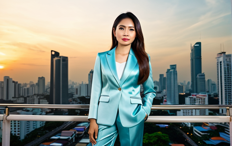 **
"A professional Thai businesswoman in a modest, tailored silk suit, standing confidently in front of the Bangkok skyline at sunset, fully clothed, appropriate attire, safe for work, perfect anatomy, natural proportions, professional photography, high quality, professional."
**