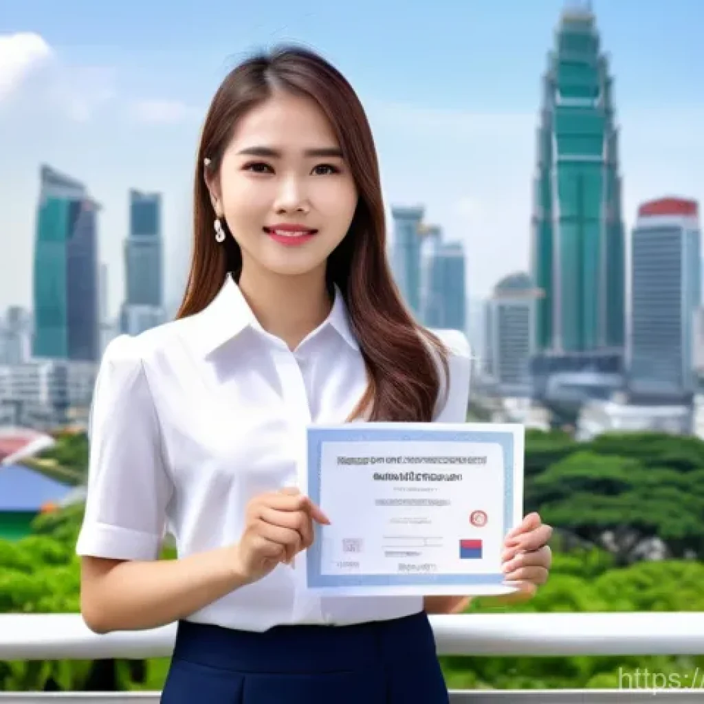JLPT 시험 후 연봉협상에서 유리한 포인트 - A confident and determined young Thai female professional, dressed in smart business casual attire, ...