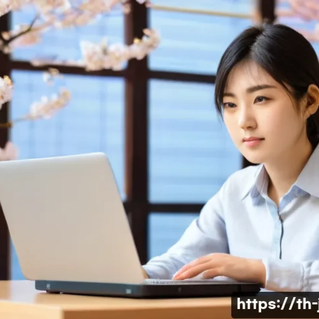 JLPT와 일본어 이론 공부 병행하는 법 - **Prompt 1: JLPT as a Gateway to Opportunities**
A determined young woman, of East Asian descent...