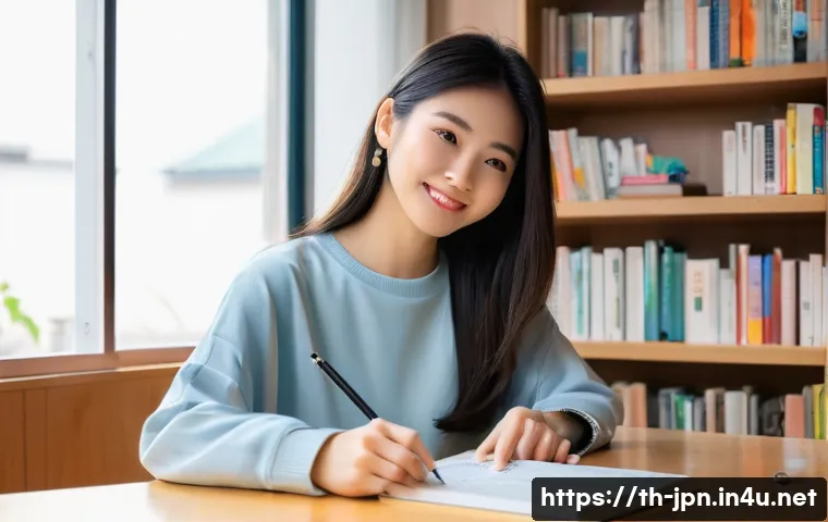 JLPT와 일본어 능력 향상을 위한 스마트폰 활용 - **Prompt 1: Dedicated Japanese Learner with Smartphone**
    "A vibrant, eye-level shot of a cheerfu...