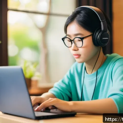 Home 33 JLPT와 일본어 면접 준비 팁 - A cozy Japanese study room scene showing a young Thai student attentively listening to a Japanese po...