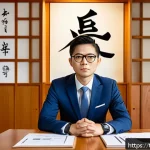 Home 20 JLPT와 일본 기업 문화 적응법 - A professional Thai office worker in business attire wearing a neat suit and glasses, sitting attent...