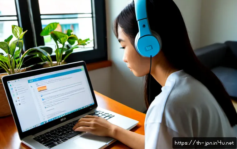 Home 29 JLPT 학습에 효과적인 온라인 강의 플랫폼 - Photorealistic Thai university student studying Japanese through an online language lesson on a clea...